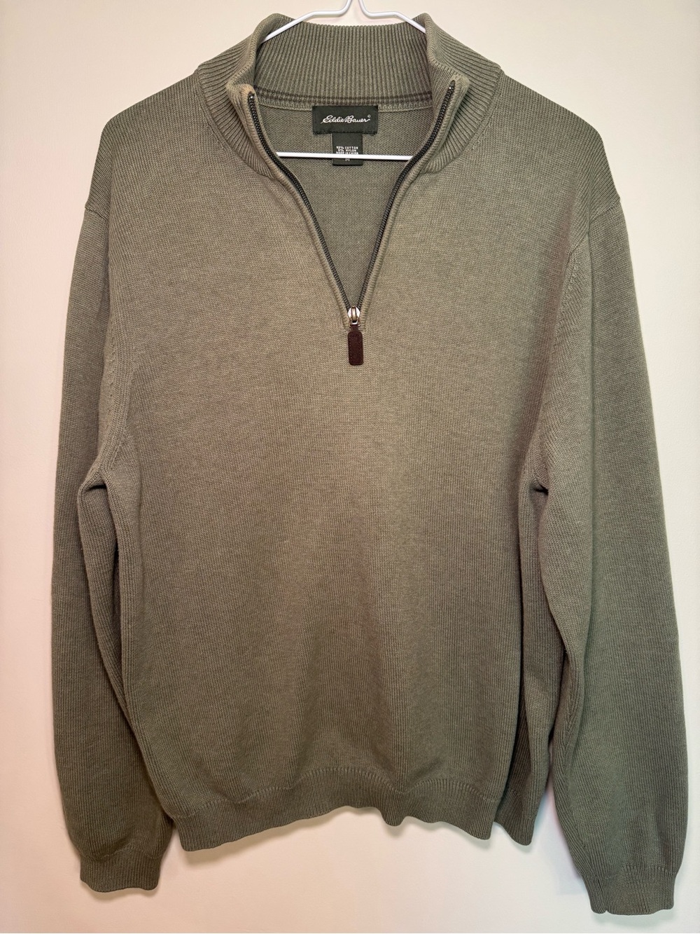 Eddie Bauer Men's Zip-Neck Sweater in Olive Green